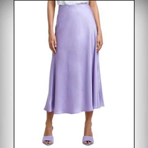 L'AGENCE Clarisa Bias Lilac Satin Slip Lavender Purple Midi Luxury Skirt - Picture 5 of 6